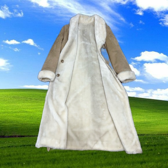 Vintage suede fur trench coat - Picture 3 of 7